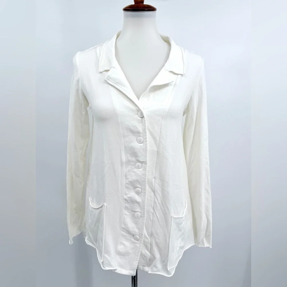 LUUKAA White Tiered Back Cotton Jersey Architectural Jacket